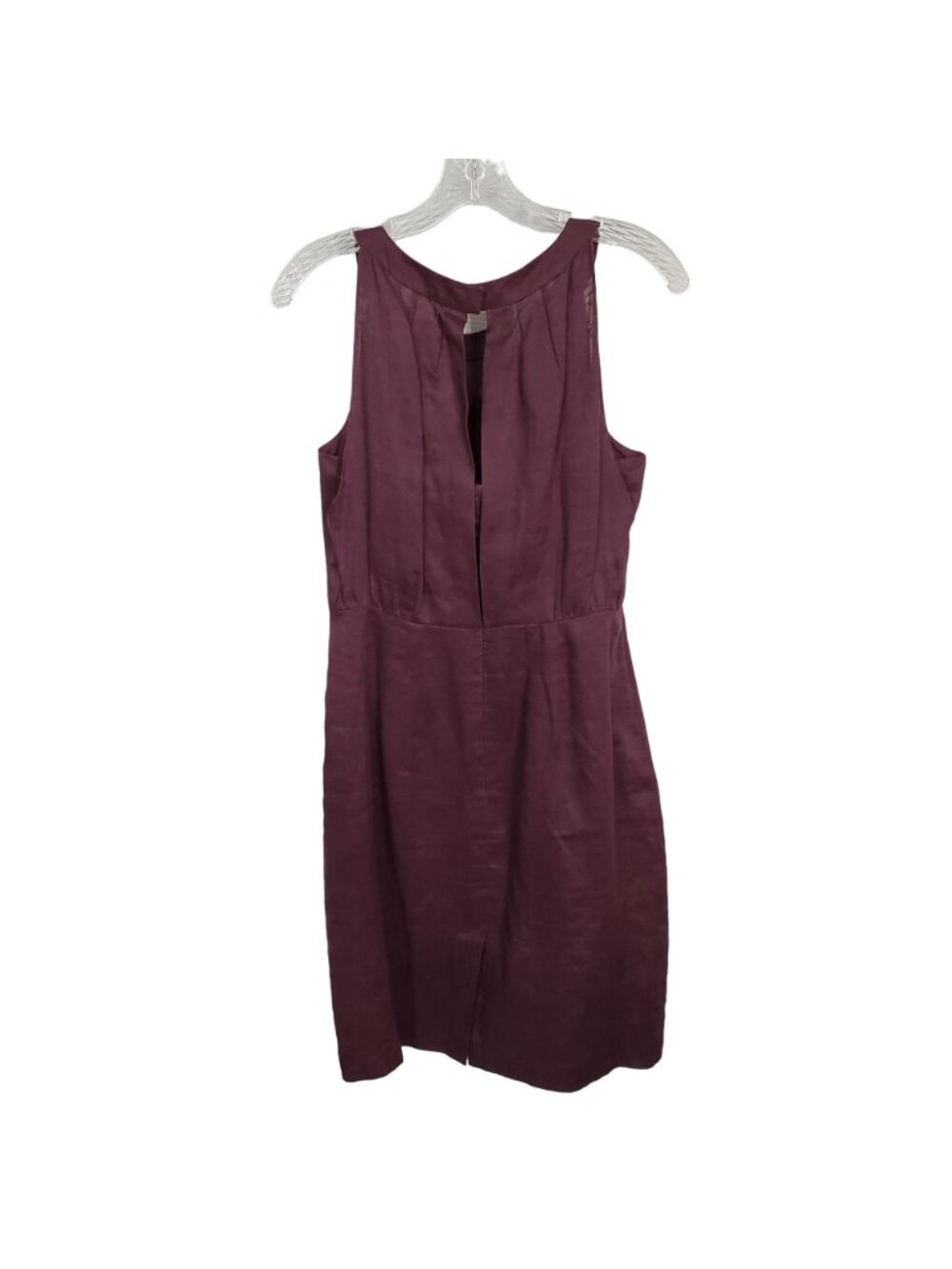 Ann Taylor Loft Size 8 Dress Linen Layered Sleeveless Lined Sheath Knee Purple - Picture 3 of 8
